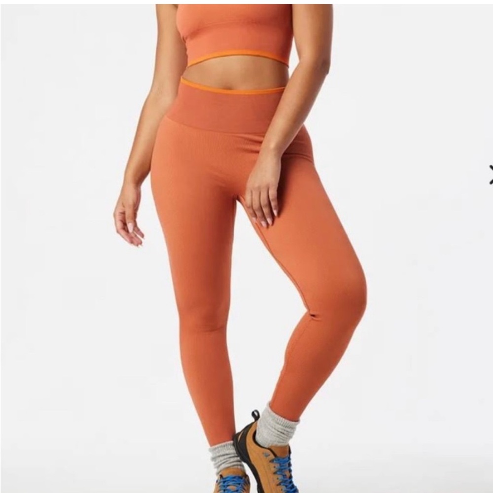 Outdoor Voices Ribbed 7/8 Tight Legging Womens Small Orange